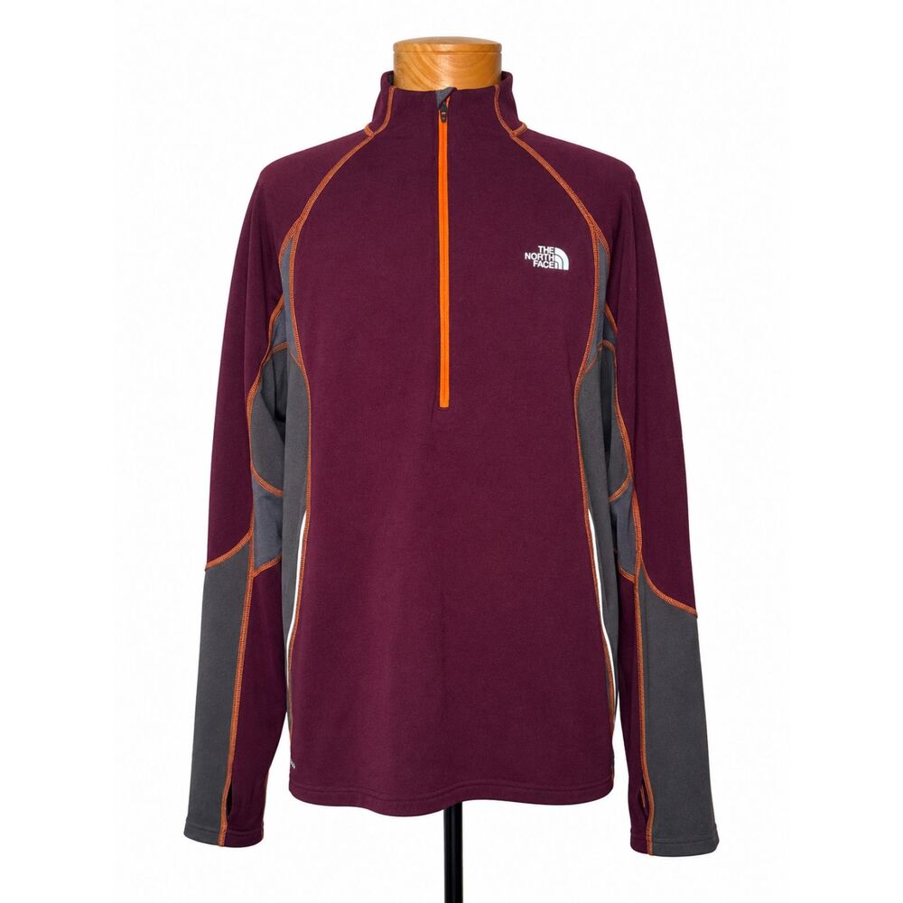 The North Face Torpedo Shirt Mens L Large Quarter 1/4 Zip Burgundy Gray Running